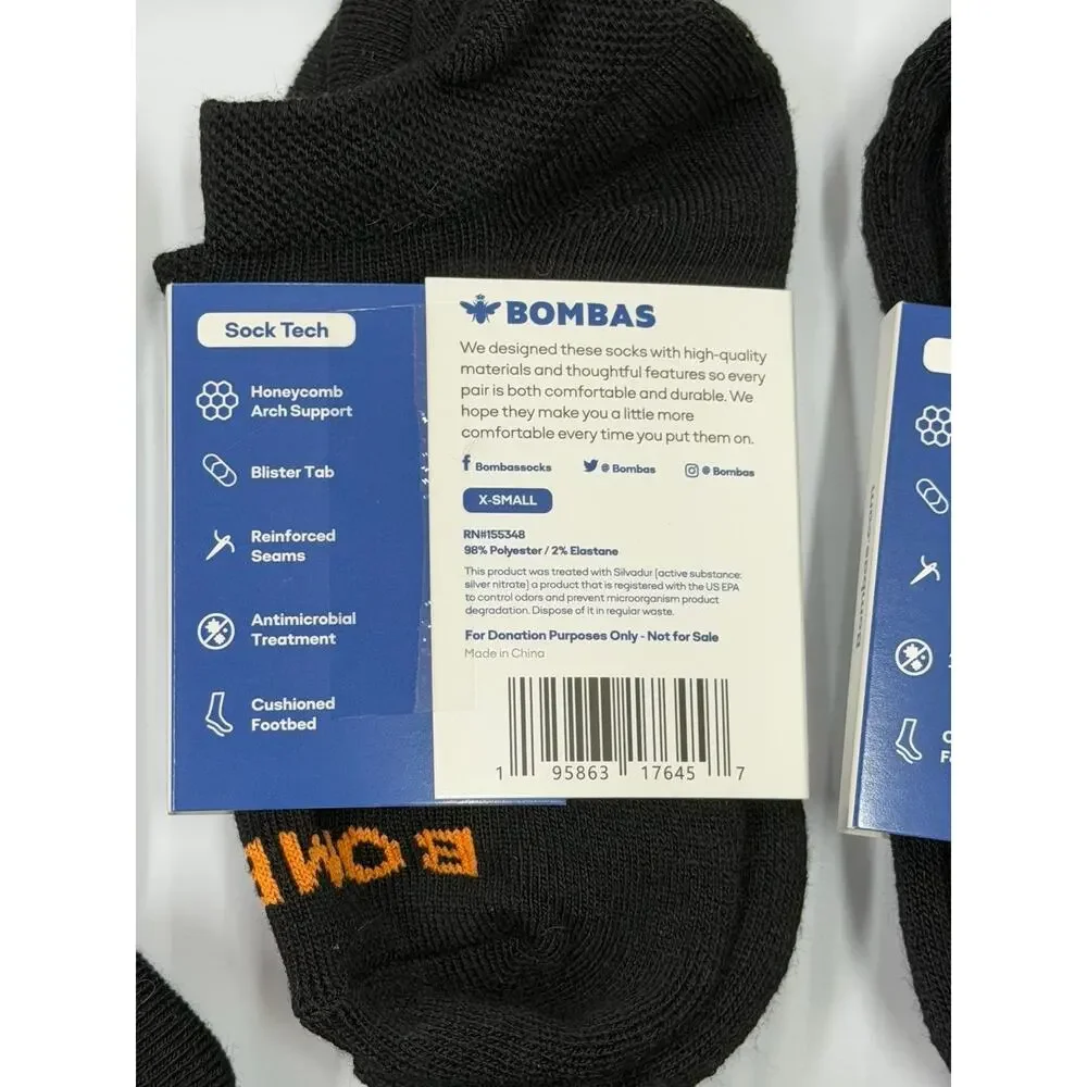 Lot of 5 Bombas Womens Honeycomb Arch Support Socks Low Cut XS X-Small